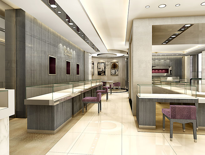 金色高端珠寶展廳裝修設(shè)計 | Foti芬蒂