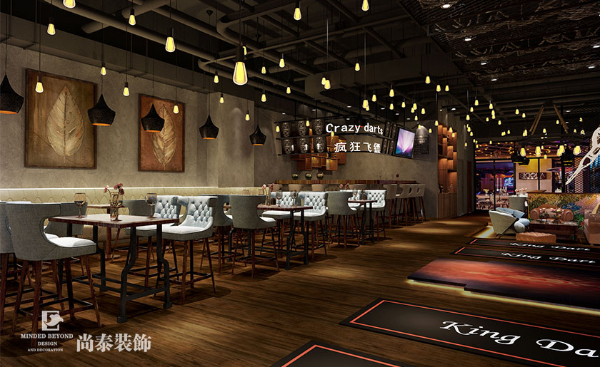 220平米復古風主題餐廳裝修 | 瘋狂飛鏢