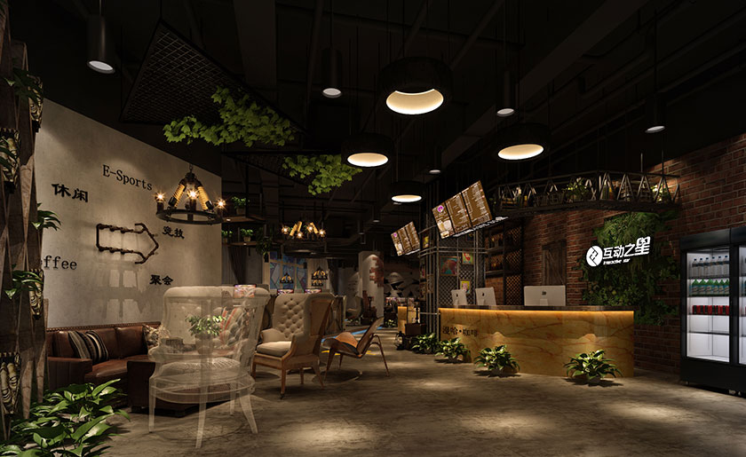400㎡工業(yè)風(fēng)格網(wǎng)咖裝修設(shè)計 | 互動之星網(wǎng)吧
