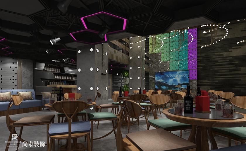  1000平米工業(yè)風(fēng)主題酒吧裝修設(shè)計(jì)圖 