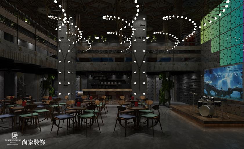  1000平米工業(yè)風(fēng)主題酒吧裝修設(shè)計(jì)圖 