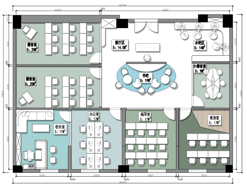 中小學教育培訓機構裝修平面布置圖