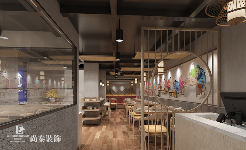 100平米牛肉湯粉店裝修設計 | 潮人牛坊