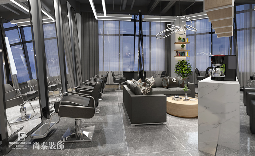 120平米極簡美發(fā)造型空間裝飾設計 | 奧園美發(fā)沙龍