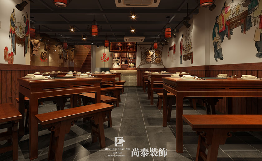 200㎡中國(guó)風(fēng)火鍋店裝修設(shè)計(jì) | 川辣奇兵