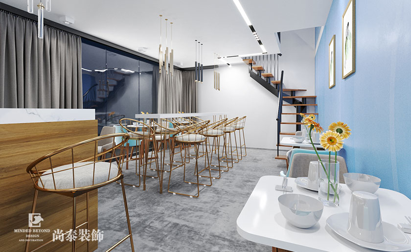 100平米現代簡約面館裝修設計效果圖 | 撈汁小面