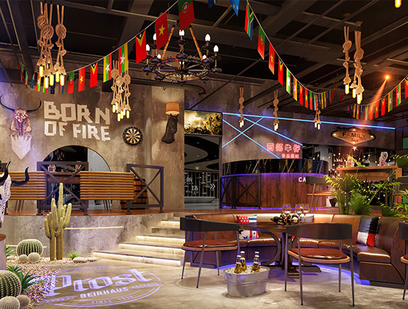 480平米復(fù)古風(fēng)音樂餐吧裝修設(shè)計 | 西部牛仔
