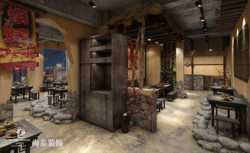 400平米燒烤店裝修效果圖-農(nóng)重燒烤