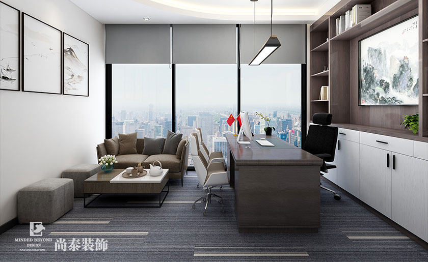 100平米生物科技公司辦公室裝修效果圖 | 揚(yáng)光雨露