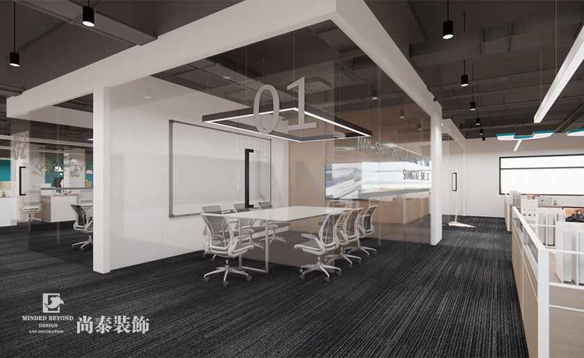 深圳寶安1400平米大型制造科技公司寫字樓辦公室裝修設(shè)計