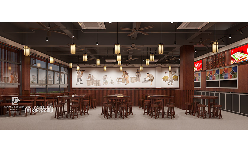 深圳寶安300平米餐飲店腸粉店設(shè)計(jì)裝修